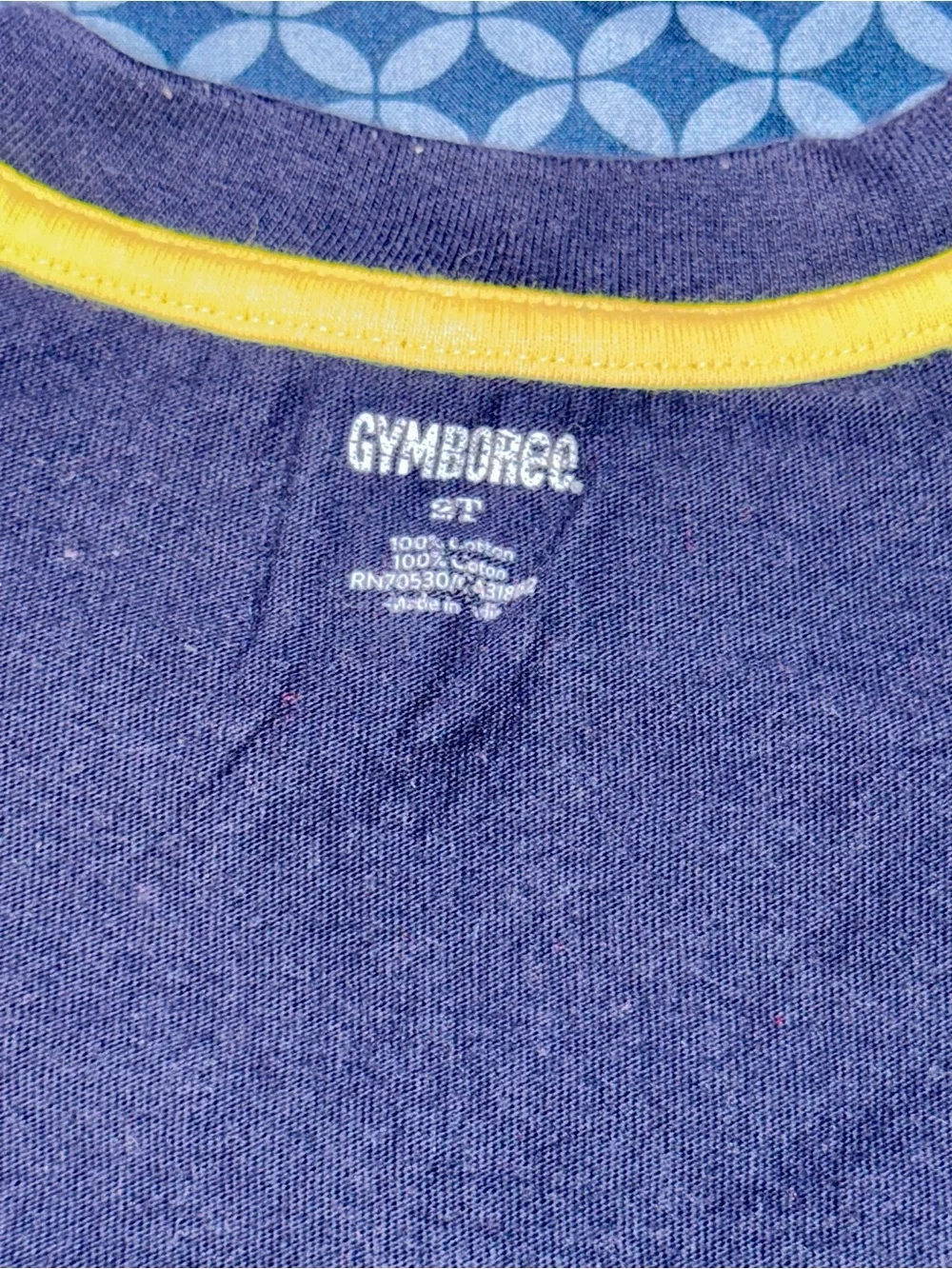 Gymboree Navy Blue Tee with Yellow Lightning Text Graphic